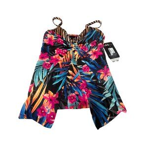 Miraclesuit Womens Floral Swim Tank‎ Top With Animal Print Accents Size 10 NWT